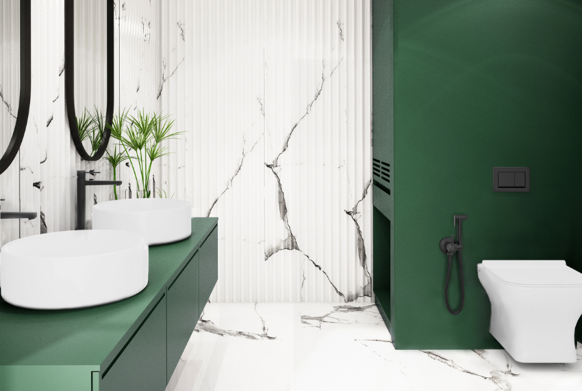 Zöld szín a fürdőszobában